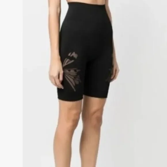 Wolford Black/Caviar Sporty Butterfly Biker Textured Shorts